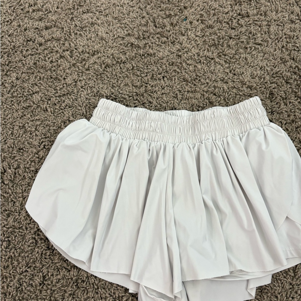 Women's White Ruffled Shorts